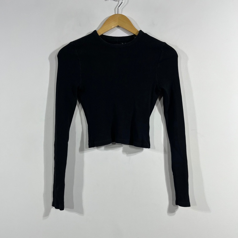 PacSun 90s Grunge Granola‎ Indie Waffle Knit Crop Top Thermal Shirt Womens Small